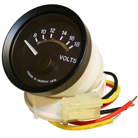 Murphy Gauges Electric Voltmeter Gage; 8-18V Range; 12VDC EG21VM12